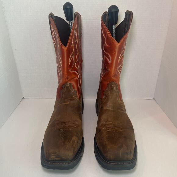 Ariat Men's WorkHog Square Steel Toe Waterproof Work Boots Dark Earth Size 14 - Picture 2 of 9